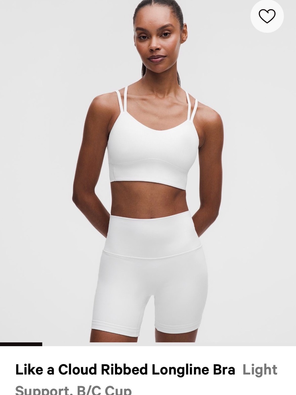 lululemon athletica White Ribbed Longline Sports Bra
